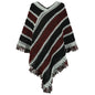 Autumn Winter Contrast Color Striped Ethnic Tassel Pullover Cloak Shawl Women