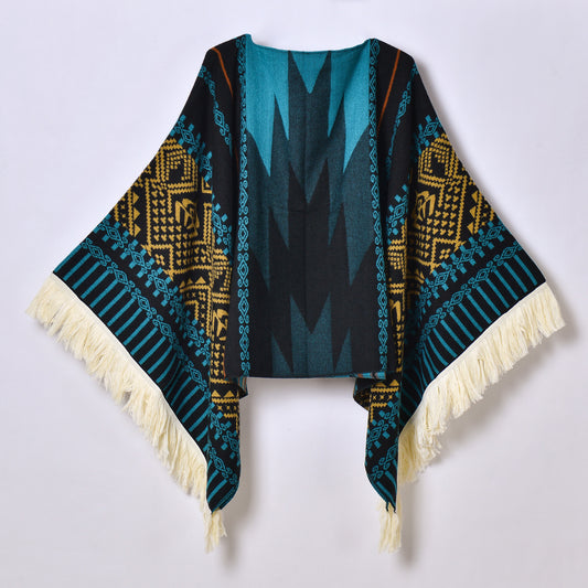 Travel Photography Women's Shawl Ethnic Tassel Pullover Keep Warm Jacquard Outdoor Decoration Large Cloak