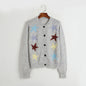 Women Sweater Autumn Winter Five Pointed Star Single Breasted Mohair Knitted Cardigan