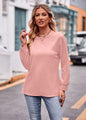 Autumn Women Clothing Solid Color Double Line Jacquard T shirt Long Sleeve Top