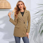 Women Clothing Polo Collar Mid Length Blazer Long Sleeve Coat