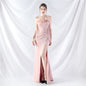 Double Binding Waist Shaping Beltloop Adjustable Satin Evening Dress