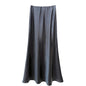 Silky Autumn Double Sided Satin Mopping Skirt Women High Waist Texture Elastic Waist All Matching Sheath Long Skirt