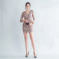 Craft Order Ostrich Feather Sequined Long Sleeve Short Dress