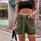 Summer Belt Denim Overalls Casual Shorts Women