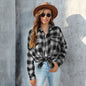 Women Long Sleeved Plaid Button Shirt Full Color Uniform Size Jacket