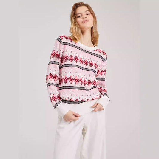 Knitted Russian Popular Jacquard Autumn Winter Sweater round Neck Wide