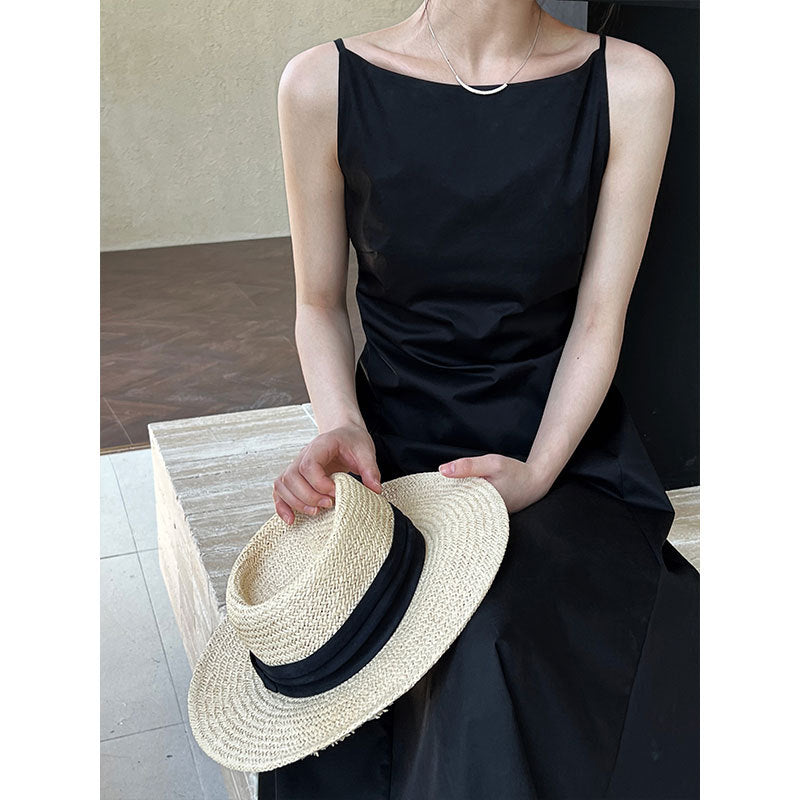 French off Neck Waist Slimming Dress Women Summer