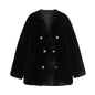 Winter Women Clothing Mink like Faux Shearling Jacket V neck Long Coat