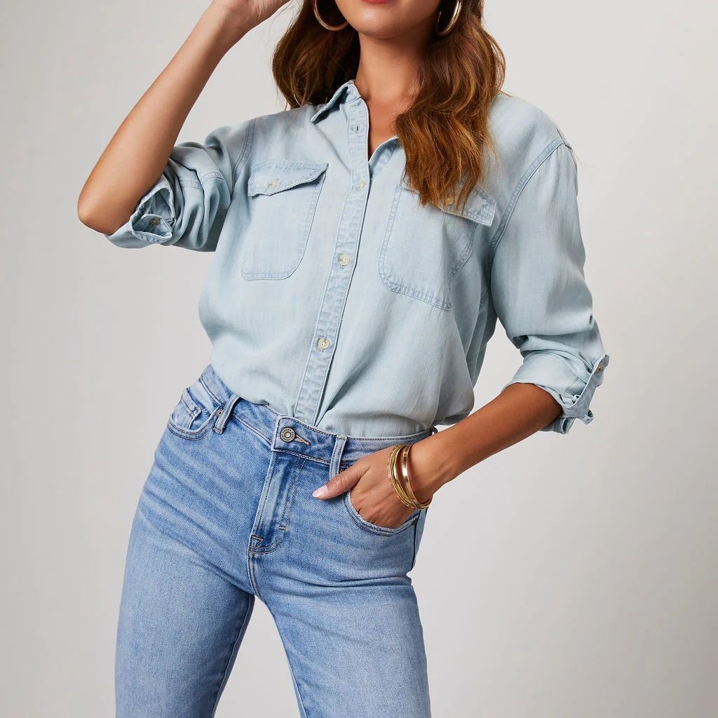 Denim Shirt Autumn Casual Collared Single Breasted Women Long Sleeved Denim