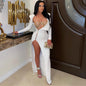 Rhinestone Lace Long Sleeve Two Piece Suit Nightclub Uniforms