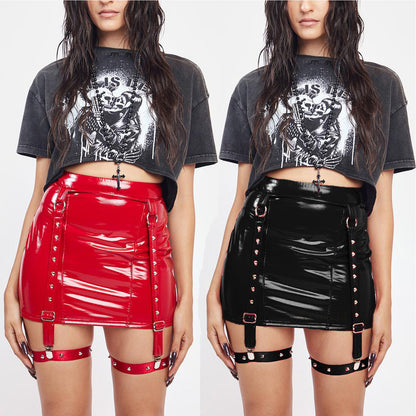 Sexy Sexy Nightclub Leather Skirt Y2g Millennium Faux Leather Street Hip Skirt Women