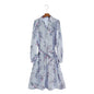 Autumn Women Clothing Blue Striped Printed Shirt Dress