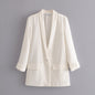 Women Clothing Early Spring One Button Cuff Curling Loose Blazer Women