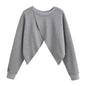 Autumn Winter Women Clothing Personality Sweater Loose Hem Irregular Asymmetric Short Long Sleeve