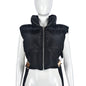 Sexy Stand Collar Zipper Cotton Filled Metal Buckle Strap Vest Coat Cotton Padded Coat