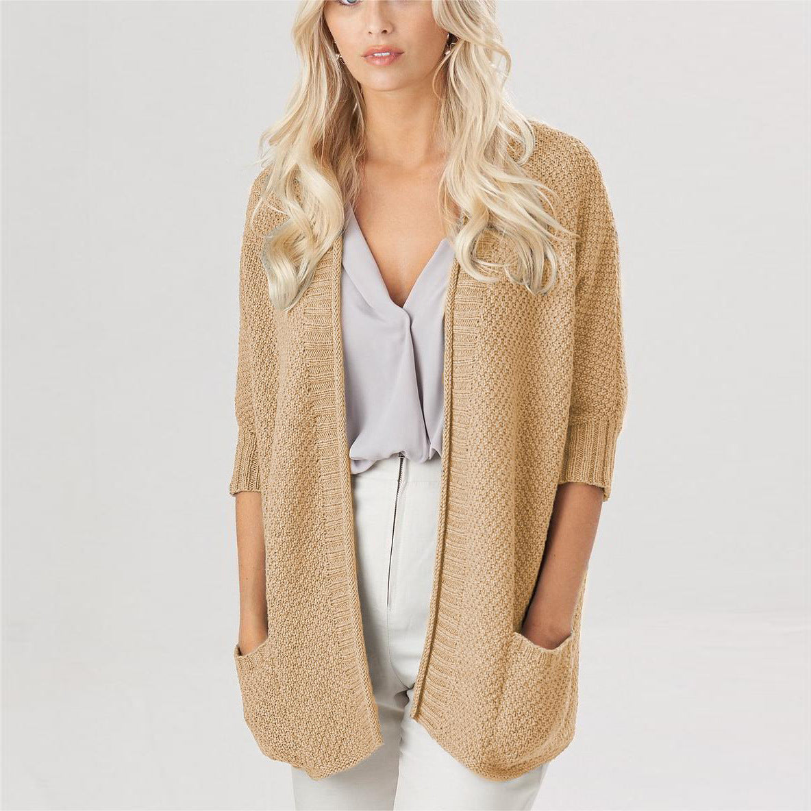 Autumn Winter Women Office Loose Knitted Cardigan Sweater Coat