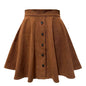Women  Solid Color Corduroy Fall Winter Skirt Sweet Single Row Button High Waist Umbrella Skirt for Women