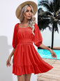 Popular Ruffled Square Collar Dress Lace Dress Women Summer Women Clothing