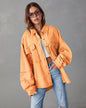 Casual Denim Jacket Autumn Washed Solid Color Mid Length Jacket