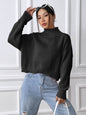 Women Short Top Women Clothing Autumn Winter Turtleneck Pullover Solid Color Loose Casual Bottoming Shirt