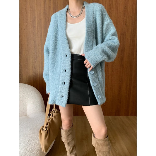 Lazy Atmosphere Wool Circle Yarn Soft Glutinous Knitted Cardigan Coat Early Autumn