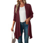 Women Clothing Autumn Solid Color Long Sleeve   Long  Women Cardigan