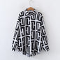 Women Print Loose Collared Long Sleeves Shirt