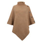 Autumn Winter Shawl Cape Solid Color Turtleneck Women Sweater