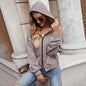 Sexy Solid Color High Waist Hooded Zip  Women Autumn Long Sleeve   Top Hoodies