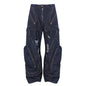 Street Design Deconstruction Pocket Heavy Industry Washed Make Old Ripped Burrs Tassels Straight Cargo Jeans