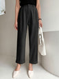 Office Drooping Slimming Real Pocket High Waist Wide Leg Pants Belt Wide Leg Casual Work Pant Women