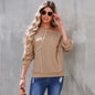 Early Autumn round Neck Loose Long Sleeves Pullover Bottoming  Women Stitching T- Top Sweatshirt