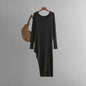 Knitted Dress Autumn Solid Color Slim Fit Slit Long Tight Bottoming Hip Dress