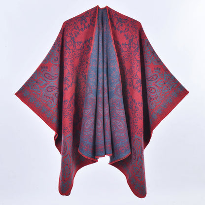 Retro Paisley Talma Autumn Winter Women Cashmere Thickened Warm Scarf Cape