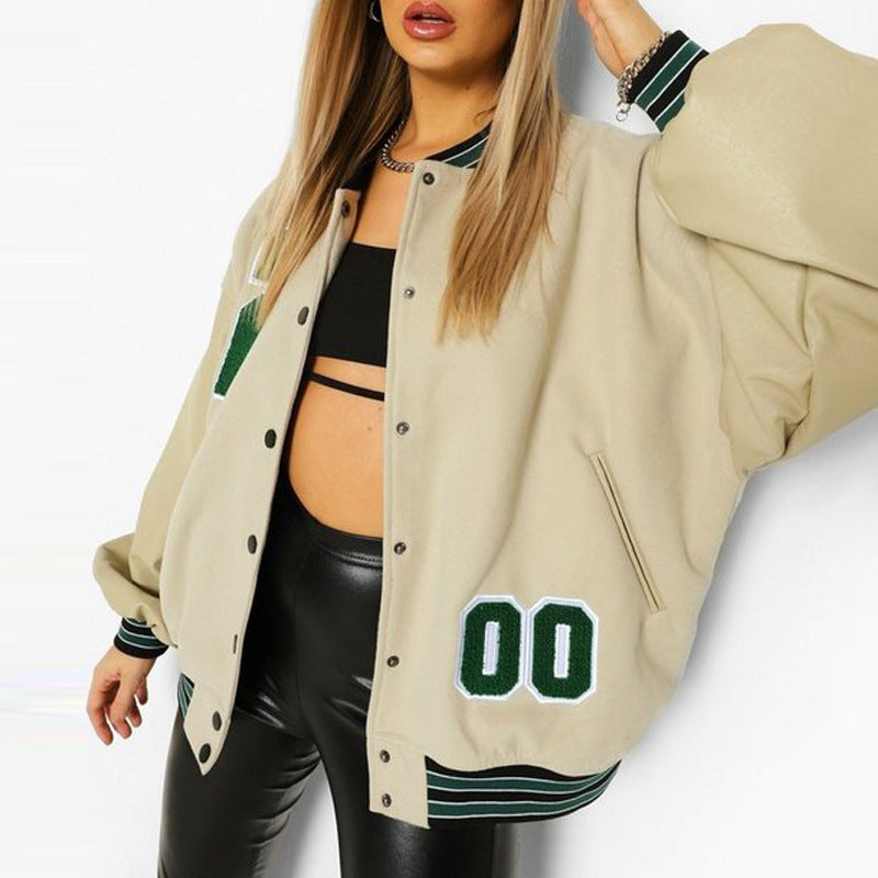 Women Clothing Varsity Jacket Women Autumn Winter Hip Hop Fleece Padded Jacket