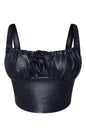 Leather Elastic Band Vest Faux Leather Sexy Pleated Tube Top Square Collar Slimming Sling