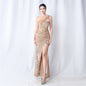 Velvet Bottom Handmade Sequin Craft Beads High End Evening Dress