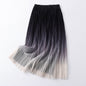 Winter Velvet Gradient Color Two Sided Wear Women Mid Length Skirt Women