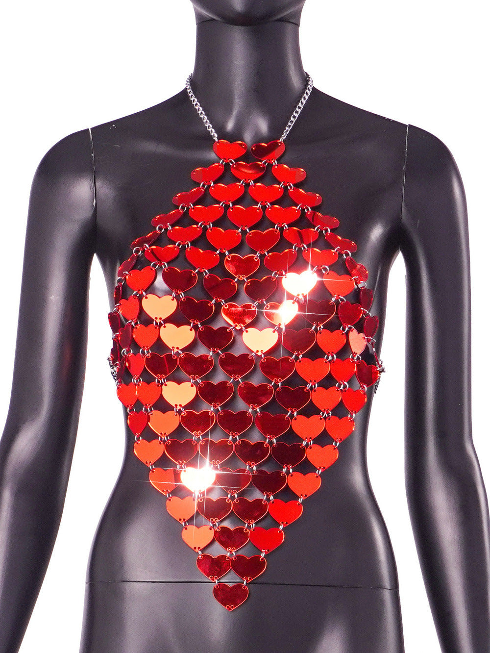 Backless Sexy Love Acrylic Paillette Vest