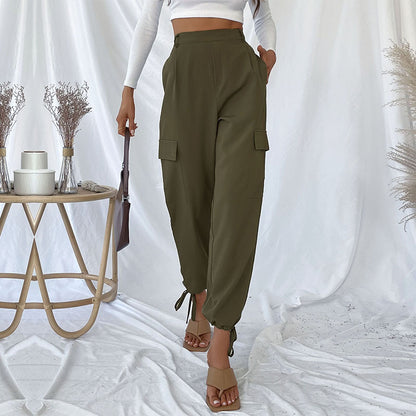 Autumn Women Clothing Trousers Solid Color Casual Pants