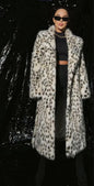 Autumn Winter Leopard Print Women Coat Mid Length Collar Faux Fur Leather Fur Coat