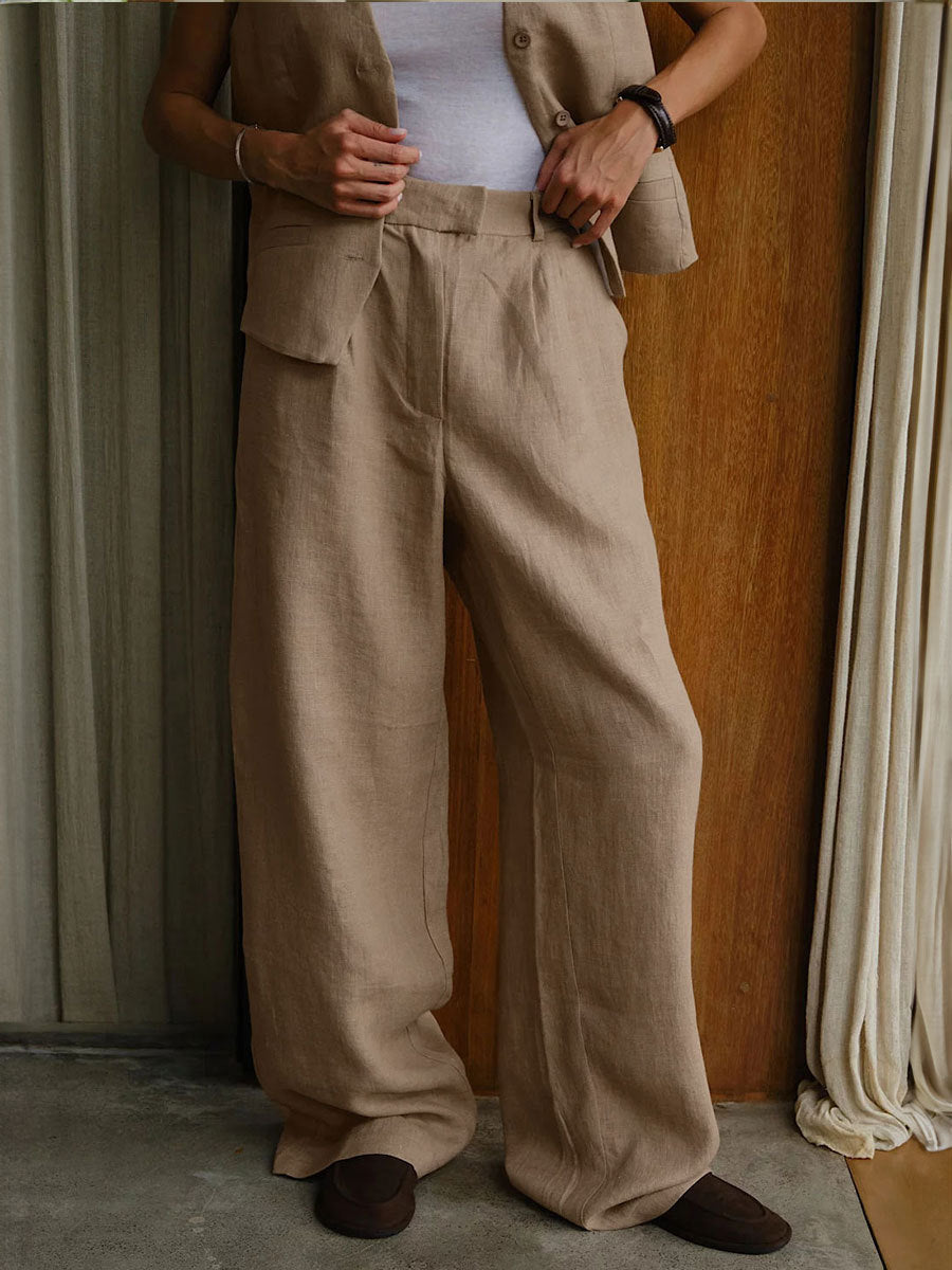 Cotton Linen Trousers Summer Women Office Straight Casual Mopping Pants Cotton Linen Trousers