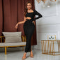 Dress Autumn Winter Dress Sexy Hollow Out Cutout Out Irregular Asymmetric Slim Fit Black Long Formal Dress