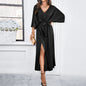 Women Clothing Spring Summer Elegant V neck Loose Dress