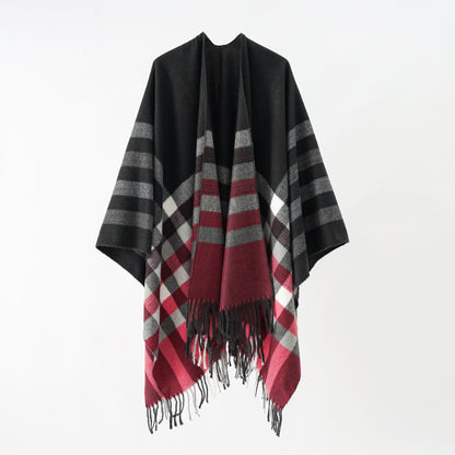 Fashionable All Match Ethnic Shawls Scarf Women Autumn Winter Split Women Travel Cape Scarf