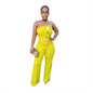 Sleeveless Tube Top Sheath Stretchy Wide Leg Jumpsuit