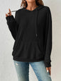 Autumn Winter Knitwear Hooded Sunken Stripe Kangaroo Pocket Long Sleeve Bathroom