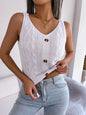 Spring Summer Casual V Neck Buttons Plait Cardigan Holiday Knitwear Women