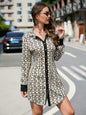 Women Clothing Autumn Winter Single Row Button Long Sleeve Dress